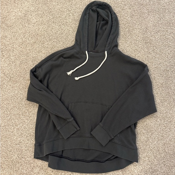 Aerie Cozy Waffle Hoodie Gray Size Medium - Picture 2 of 5